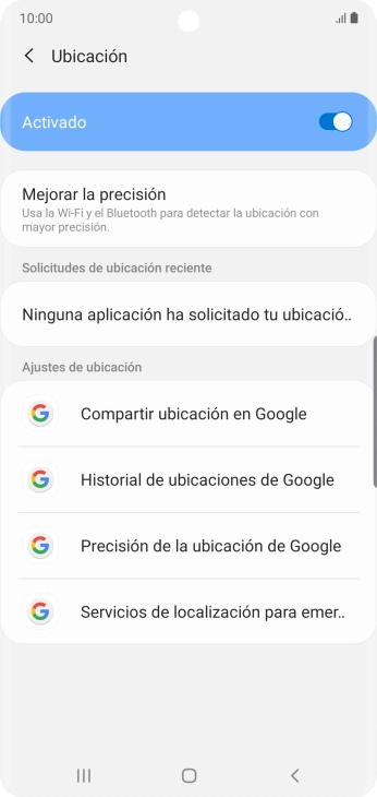 Pulsa Precisión de la ubicación de Google.
