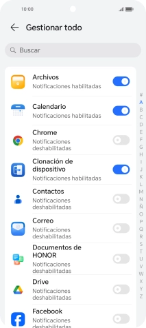Pulsa el indicador junto a las apps deseadas para activar o desactivar la función.