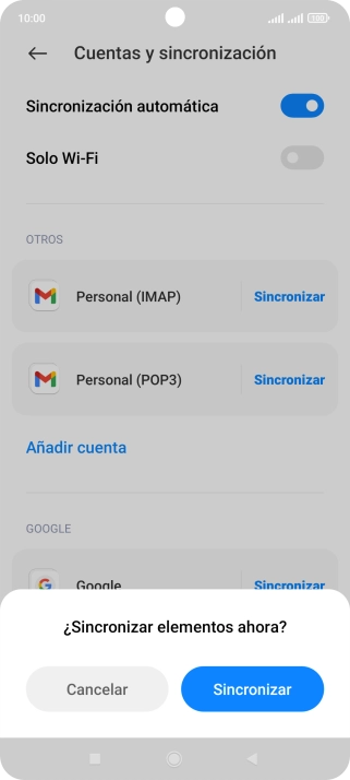 Si activas la función, pulsa Sincronizar.