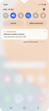 Pulsa Toca para otras opciones USB..