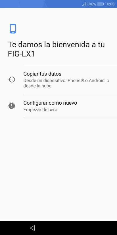 Puedes transferir el contenido de otro teléfono cuando activas tu teléfono por primera vez y cuando lo has restablecido. Cuando aparezca en la pantalla del teléfono esta imagen, ya está listo para la transmisión del contenido del otro teléfono.
