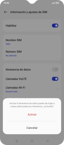 Si activas la función, pulsa Activar.