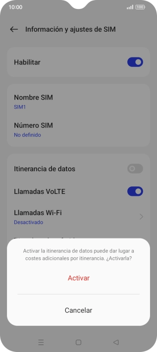 Si activas la función, pulsa Activar.