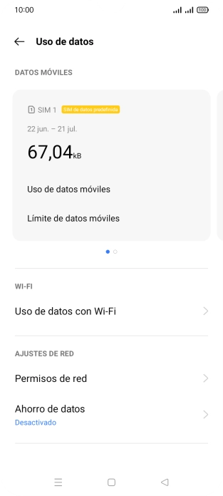 El consumo total de datos se visualiza ahora en la pantalla.