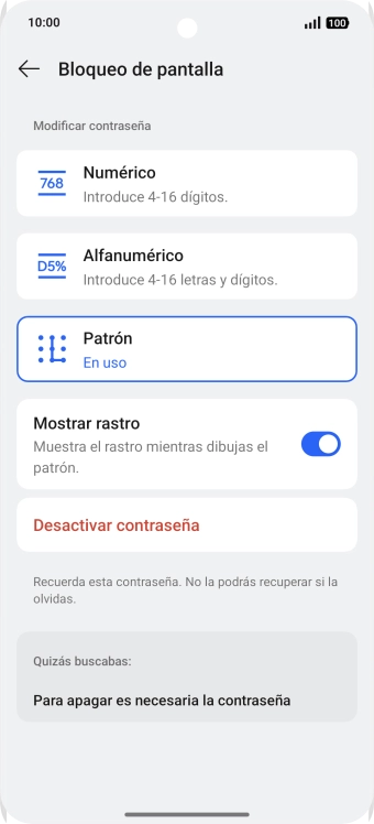 Pulsa Desactivar contraseña.