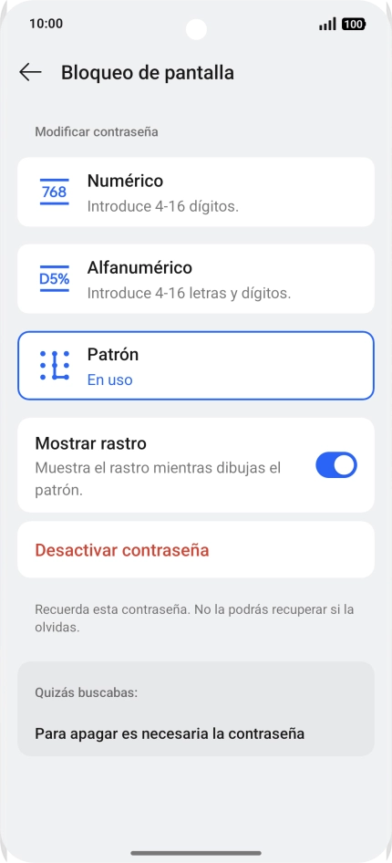 Pulsa Desactivar contraseña.
