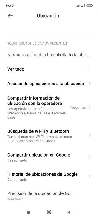 Pulsa Acceso de las aplicaciones a la ubicación.