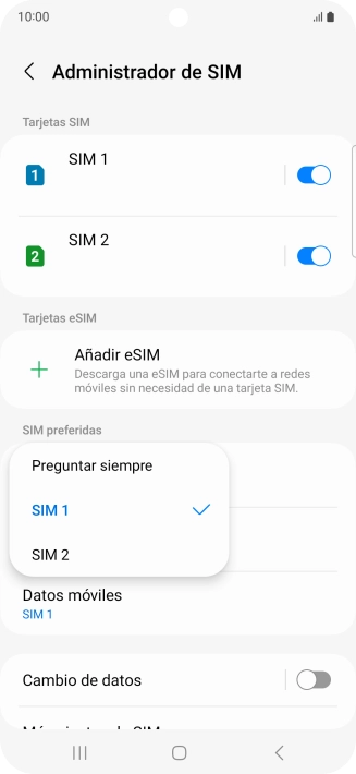 Pulsa el ajuste deseado.