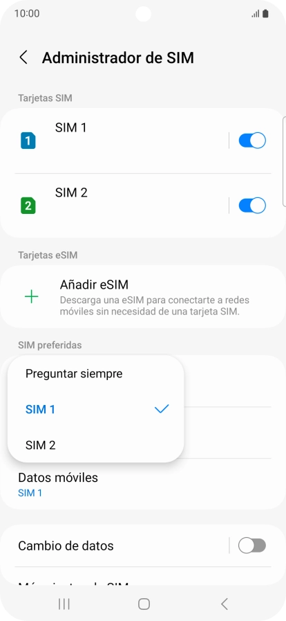 Pulsa el ajuste deseado.