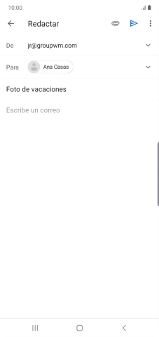 Pulsa en el campo de escritura  y escribe el texto del correo electrónico.