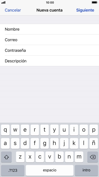 Pulsa Descripción e introduce el nombre de la cuenta de correo electrónico.