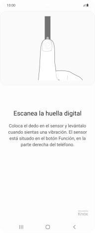 Sigue las indicaciones de la pantalla para crear una huella digital como código de seguridad.