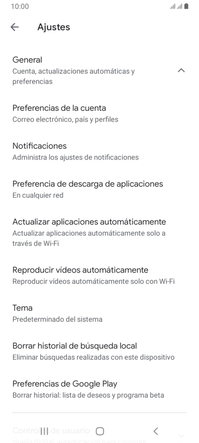 Pulsa Actualizar aplicaciones automáticamente.