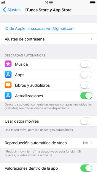 Pulsa el indicador junto al tipo de contenido deseado para activar o desactivar la función.