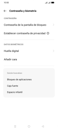 Pulsa Huella digital e introduce el código de seguridad extra que has creado anteriormente.