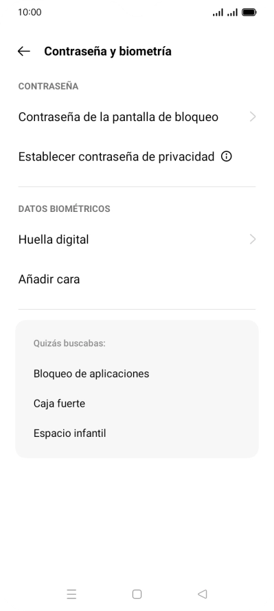 Pulsa Huella digital e introduce el código de seguridad extra que has creado anteriormente.