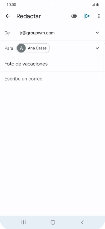 Pulsa en el campo de escritura  y escribe el texto del correo electrónico.