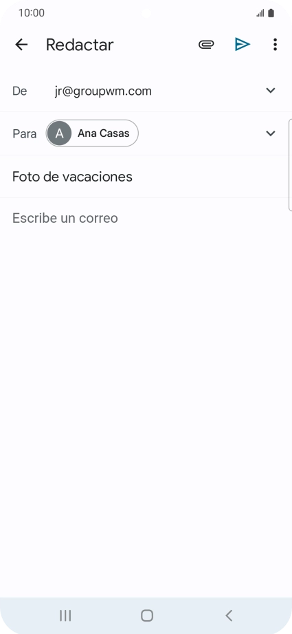 Pulsa en el campo de escritura  y escribe el texto del correo electrónico.