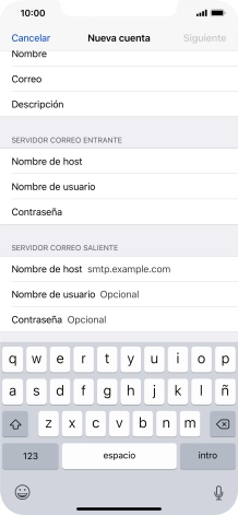 Pulsa Nombre de host e introduce smtp.vodafone.es.