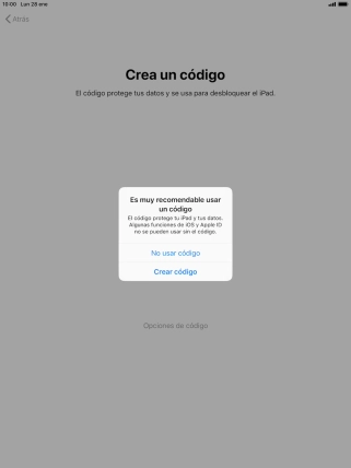 Si desactivas la función, pulsa No usar código.