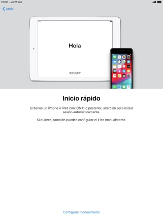 Sigue las indicaciones de la pantalla para transferir contenido de otro dispositivo iOS11 o con una versión más reciente o pulsa Configurar manualmente.