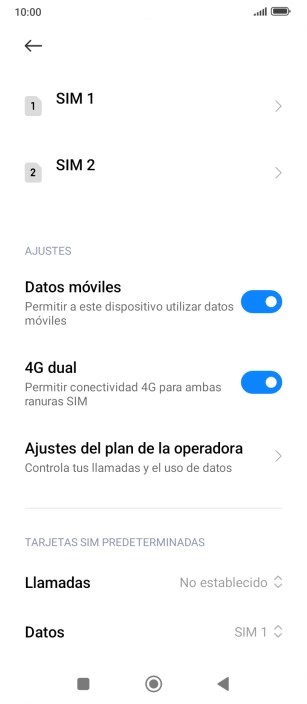 Pulsa la tarjeta SIM deseada.