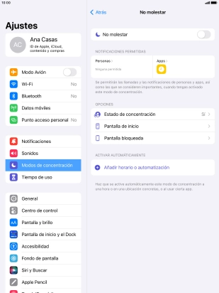 Pulsa Personas y sigue las indicaciones de la pantalla para seleccionar de qué contactos quieres recibir llamadas y notificaciones cuando No molestar está activado.