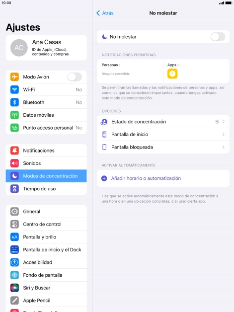 Pulsa Personas y sigue las indicaciones de la pantalla para seleccionar de qué contactos quieres recibir llamadas y notificaciones cuando No molestar está activado.