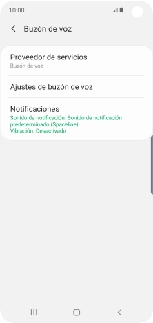 Pulsa Ajustes de buzón de voz.