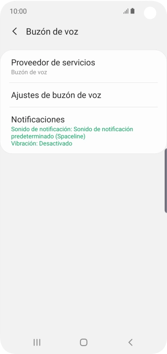 Pulsa Ajustes de buzón de voz.