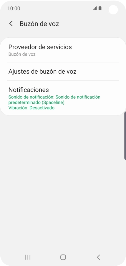 Pulsa Ajustes de buzón de voz.