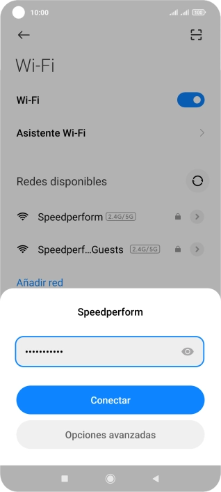 Introduce la contraseña de la red wifi y pulsa Conectar.