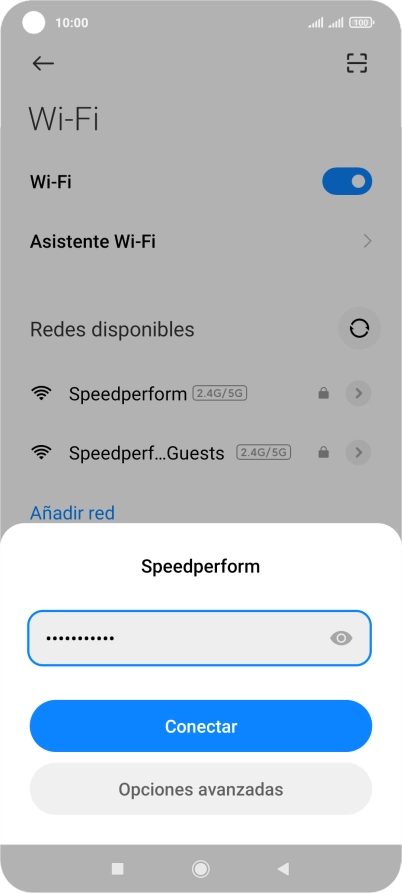 Introduce la contraseña de la red wifi y pulsa Conectar.