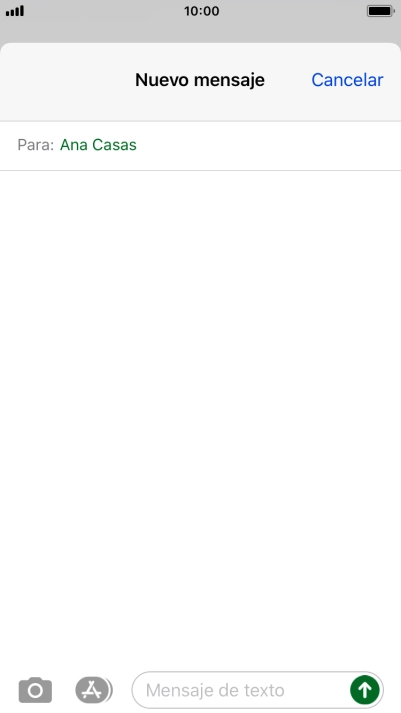 Pulsa en el campo de escritura  y escribe el texto del mensaje corto.