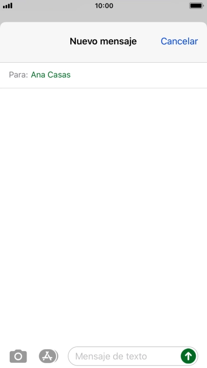 Pulsa en el campo de escritura  y escribe el texto del mensaje corto.