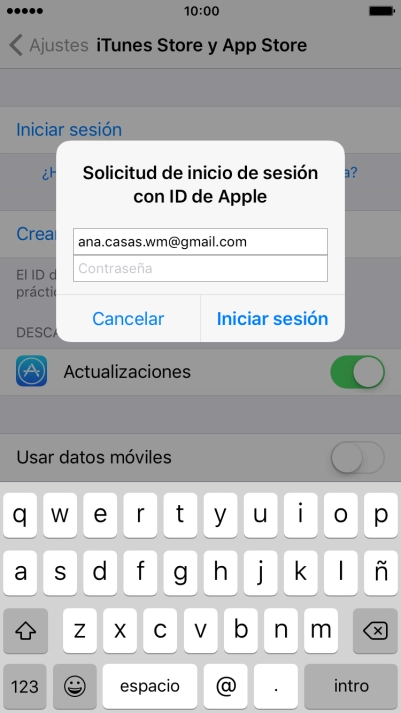 Pulsa Contraseña e introduce la contraseña de tu ID de Apple.