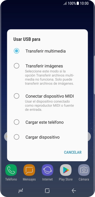 Pulsa Transferir multimedia para activar la función.
