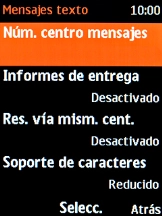 Selecciona Núm. centro mensajes.