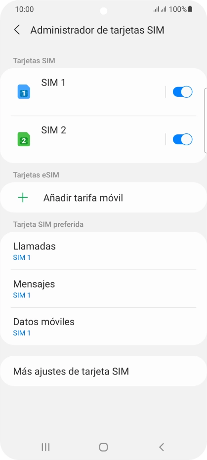 Pulsa la tarjeta SIM deseada.
