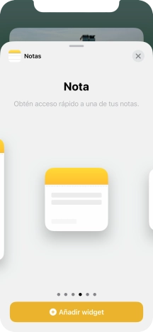 Desliza el dedo hacia la derecha o hacia la izquierda por la pantalla para seleccionar el tamaño de widget deseado.