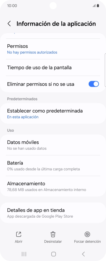 Pulsa Almacenamiento.