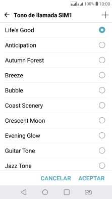 Pulsa el icono de añadir timbre de llamada y busca el timbre de llamada que quieras usar.