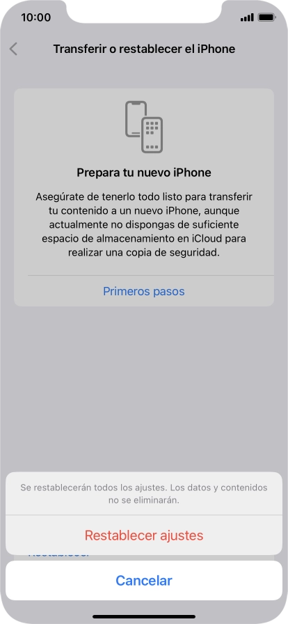 Pulsa Restablecer ajustes.