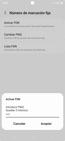 Introduce el código PIN2 y pulsa Aceptar.