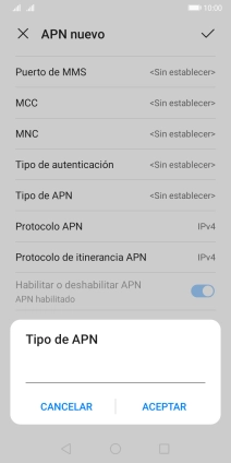 Introduce default y pulsa ACEPTAR.