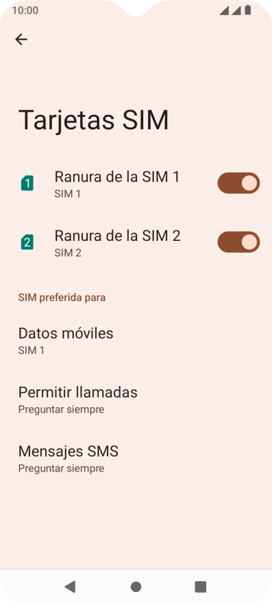 Pulsa el indicador junto a la tarjeta SIM deseada para activar o desactivar su uso.