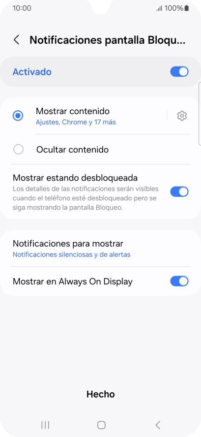 Pulsa los ajustes deseados para activarlos o desactivarlos.