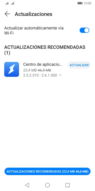 Para activar la actualización automática de apps a través de wifi, pulsa el indicador junto a 