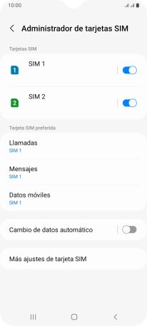 Pulsa la tarjeta SIM deseada.