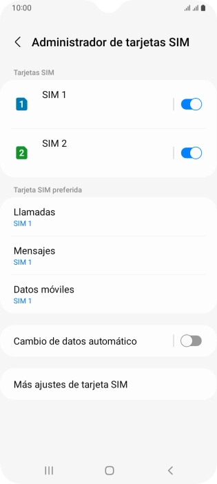 Pulsa la tarjeta SIM deseada.